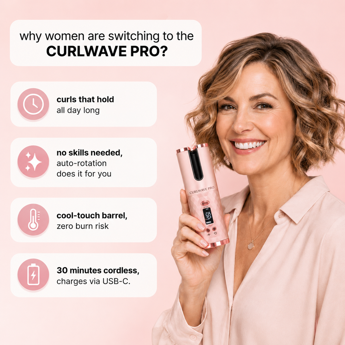 CurlWave Pro — Cordless Auto Hair Curler