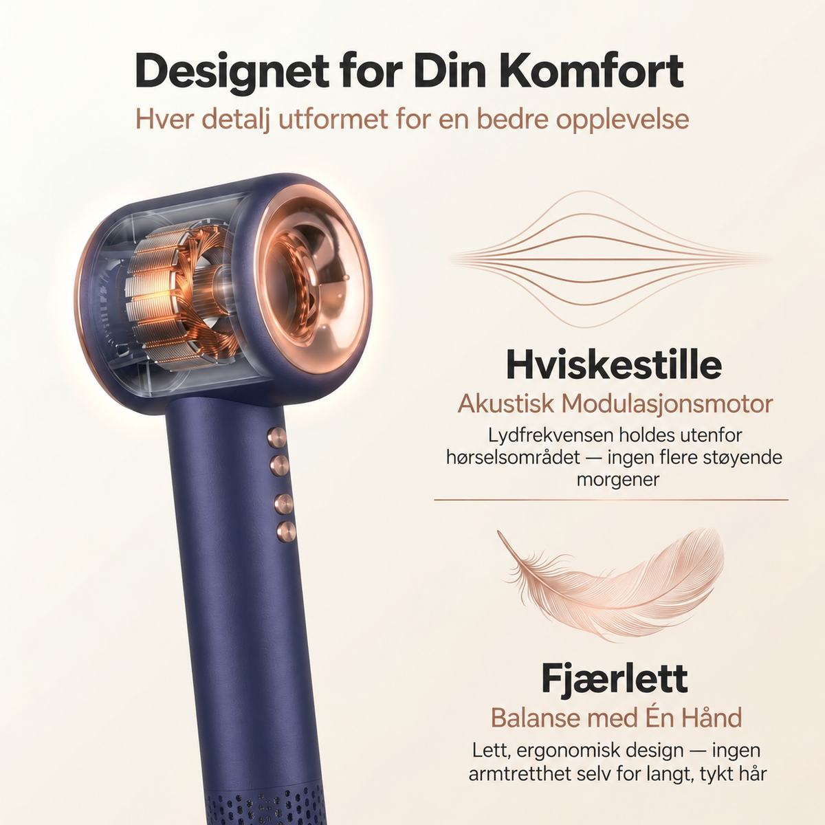 Aerovella smart ionisk hårføner for hår uten frizz