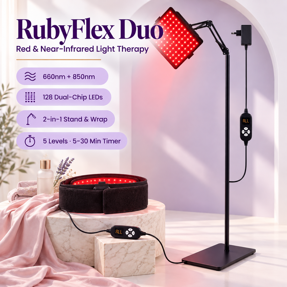 RubyFlex Duo Red Light Therapy Lamp