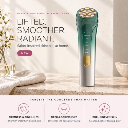 Nuvelle Pro RF Facial Wand | 6-in-1 LED Skin Device