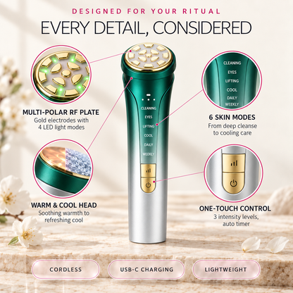 Nuvelle Pro RF Facial Wand | 6-in-1 LED Skin Device